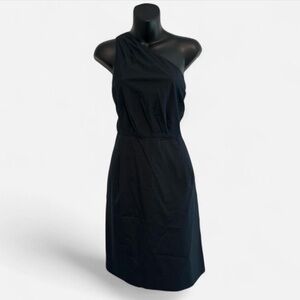 J.Crew One Shoulder Cotton Silk Dress – Pleated Strap, Above Knee